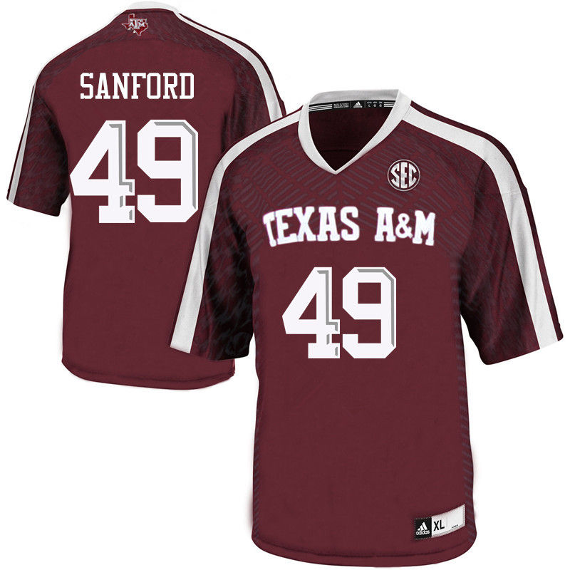 Men #49 Dirk Sanford Texas A&M Aggies College Football Jerseys-Maroon - Click Image to Close